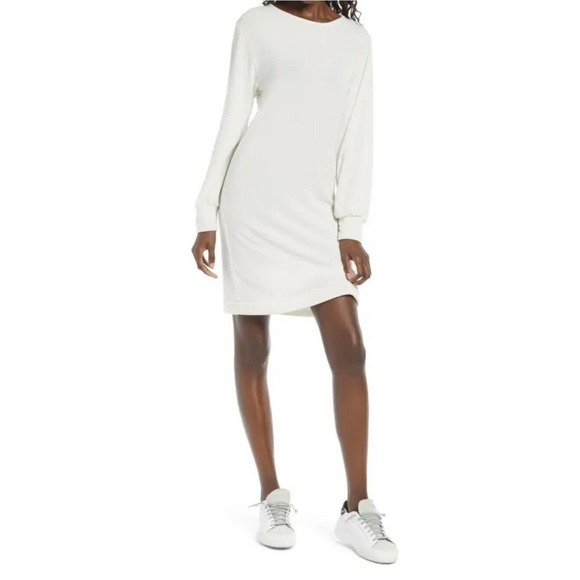 Fraiche By J In Ivory Long Sleeve Sweater Dress Size Large - Picture 1 of 10